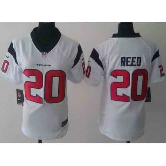 Women Nike Houston Texans 20 Ed Reed White NFL Jerseys